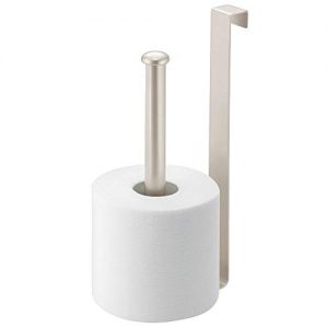 mDesign Metal Wire Over The Tank Toilet Tissue Paper Roll Holder Dispenser and Reserve for Bathroom Storage and Organization - Hanging, Holds 2 Rolls - Satin
