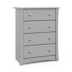 Storkcraft Crescent 4 Drawer Dresser, Pebble Gray, Kids Bedroom Dresser with 4 Drawers, Wood and Composite Construction, Ideal for Nursery Toddlers Room Kids Room