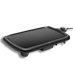 Caynel Professional Electric Griddle, Cool-Touch Griddle, Smoke-less Non-Stick Coating with Removable Drip Tray and Cool-touch Handles, Compact Storage, Upgrade Thermostat for Indoor/Outdoor, Fully immersible Easy Cleaning, 16”x10” Family-Sized, Copper (B