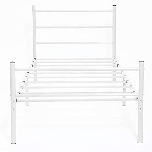 GreenForest Bed Frame Twin with Heavy Duty Square Slats Mattress Foundation Platform Bed Base for Boys Girls Kids Adult Bedroom, No Box Spring Needed, White