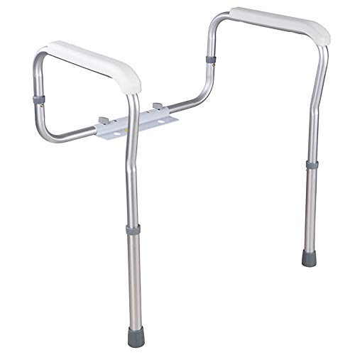 Stand Alone Toilet Safety Grab Rail Frame Stand Alone Toilet Safety Grab Rail Frame，Toilet Rail- with Adjustable Height for Toilet Assist,Toilet Safety Handrail Grab Bar for Elderly, Handicap and Disabled 374.8lbs Weight Capacity.