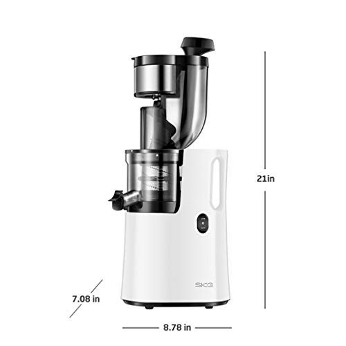 SKG Slow Masticating Juicer, Wide Chute Cold Press Juicer Machine SKG Sluggish Masticating Juicer Huge Chute Chilly Press Juicer Machine BPA Free (200W AC Motor, 45 RPM), White.