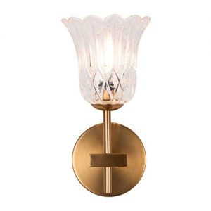 YIFI Classic Flower Glass Shade Wall Lights Fixture, Gold Bathroom Vanity Wall Lamp, G9 1-Light Wall Sconces for Bedroom Living Room Dining Room Foyers Kitchen, UL Listed Wires