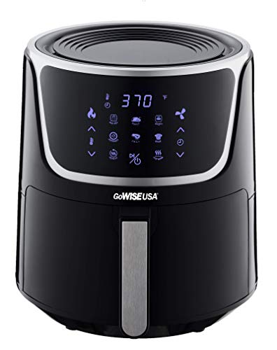 GoWISE USA 7-Quart Electric Air Fryer with Dehydrator and 3 Stackable Racks GoWISE USA GW22956 7-Quart Electrical Air Fryer with Dehydrator &amp; three Stackable Racks, Led Digital Touchscreen with eight Features + Recipes, 7.0-Qt, Black/Silver.