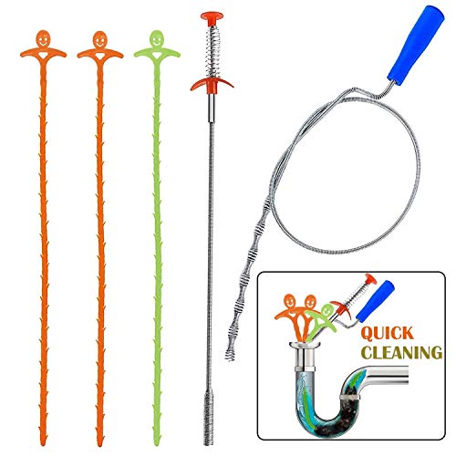 5-in-1 Drain Snake Cleaner and Clog Remover - Your Ultimate Drain Cleaning Solution 5-in-1 Sink Snake Cleaner and Drain Auger—a versatile and eco-friendly tool designed to tackle stubborn clogs in your kitchen sink, bathroom, bathtub, and beyond. Say goodbye to blocked drains and hello to free-flowing pipes! With this multifunctional cleaning tool, you'll have the power to keep your plumbing in tip-top shape without resorting to harmful chemicals. 🚽 Bathroom: Keep your toilet and bathroom sink drains clear from hair, soap scum, and debris. 🛁 Bathtub: Say farewell to slow-draining tubs and enjoy a relaxing soak without the worry of standing water. 🍽️ Kitchen: Prevent food scraps and grease buildup from causing kitchen sink blockages. 🪣 Floor Drains: Ensure efficient drainage in utility rooms, basements, and garages. 🏡 Whole House: Use it anywhere you have a drain, from sinks to floor drains to keep your entire home's plumbing running smoothly.  