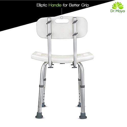 Dr. Maya Bath and Shower Chair Seat with Back (Adjustable) Dr. Maya Bath and Shower Chair Seat with Back (Adjustable) - Anti-Slip Bench Bathtub Stool for Elderly or Seniors (Bathroom Safety) - with Free Suction Assist Grab Bar.