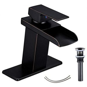 Homevacious Bathroom Faucet Oil Rubbed Bronze Single Handle Bath Vanity Lavatory Sink Restroom With Pop Up Drain With Overflow Basin Mixer Tap Commercial Supply Line Lead-Free
