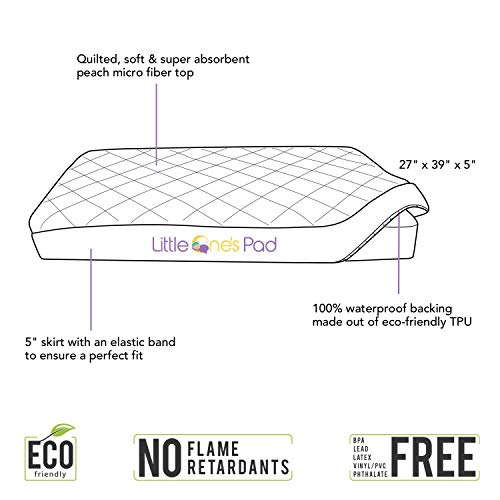 Little One's Pad Pack N Play Crib Mattress Cover Little One's Pad Pack N Play Crib Mattress Cowl - 27" X 39" - Matches Most Child Moveable Cribs, Play Yards and Foldable Mattresses - Waterproof, Dryer Secure - Cozy and Tender Fitted Crib Protector.