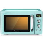 COSTWAY Retro Countertop Microwave Oven, 0.9Cu.ft, 900W Microwave Oven, with 5 Micro Power, Defrost & Auto Cooking Function, LED Display, Glass Turntable and Viewing Window, Child Lock, ETL Certification (Green)