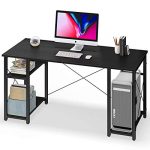 Coleshome Computer Desk with Shelves,55" Modern Sturdy Writing Desk for Home Office,Office Desk with 3 Storage Shelves,Black