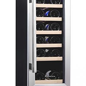 Kalamera 12'' Wine Cooler 18 Bottle Built-in or Freestanding with Stainless Steel & Double-Layer Tempered Glass Door and Temperature Memory Function