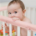 EXQ Home 3-Piece Baby Crib Rail Cover Set for 1 Front Rail and 2 Side Rails,Safe Kids Padded Crib Rail Protector from Chewing for Standard Cribs,Soft Batting Inner for Baby Teething Guard(Pink)