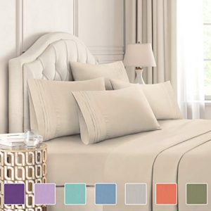 California King Size Sheet Set - 6 Piece Set - Hotel Luxury Bed Sheets - Extra Soft - Deep Pockets - Easy Fit - Breathable & Cooling - Wrinkle Free - Comfy - Tan Beige Bed Sheets - Cali Kings Sheets