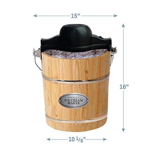Elite Gourmet 4 quart Old-Fashioned Ice Cream Maker Elite Gourmand EIM-502 four quart Outdated-Customary Ice Cream Maker with electrical motor and hand crank, maple.