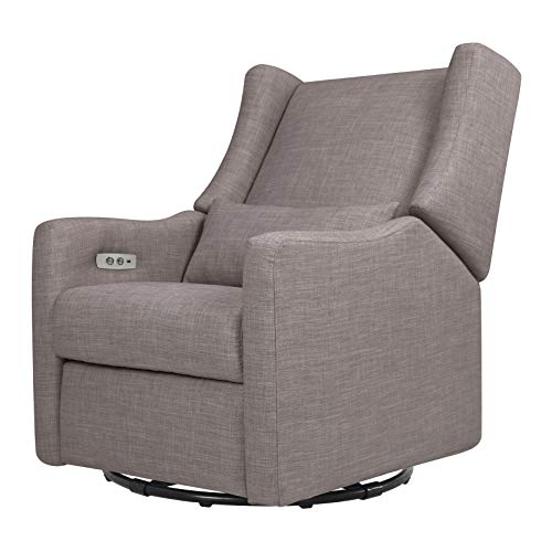 Babyletto Kiwi Electronic Power Recliner and Swivel Glider with USB Port in Grey Tweed, Greenguard Gold Certified