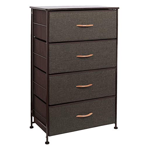 WAYTRIM Fabric 4 Drawers Storage Organizer Unit Easy Assembly, Vertical Dresser Storage Tower for Closet, Bedroom, Entryway, Coffee