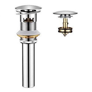ROVOGO Brass Pop-up Sink Drain with Detachable Basket Stopper, Bathroom Faucet Vessel Vanity Sink Strainer, Chrome (with overflow)