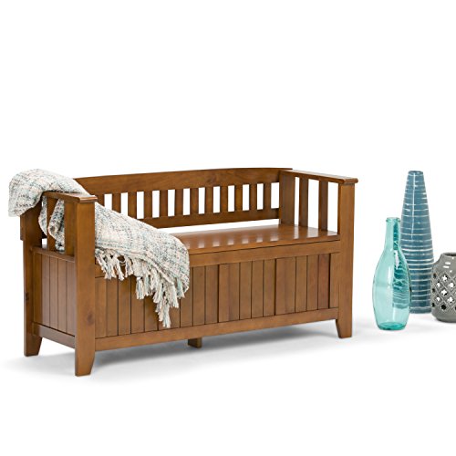 Simpli Home Acadian Solid Wood 48 inch Wide Rustic Entryway Storage Bench Simpli Home Acadian Solid Wood 48 inch Wide Rustic Entryway Storage Bench in Light Avalon Brown.