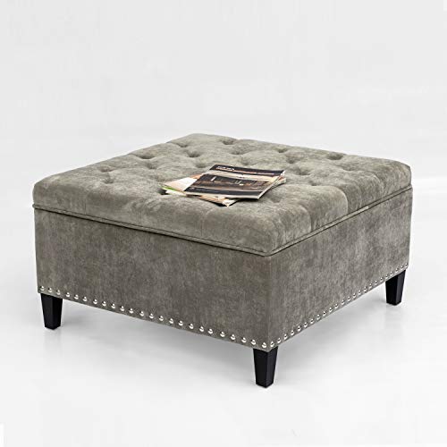 Ottoman Sq. Bench for Dwelling Room or Bed room (Gray) Joveco Storage Ottoman Sq. Bench for Dwelling Room or Bed room (Gray)