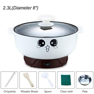 JIAN YA NA 110V Electric Skillet with Lid 4-in-1 Multifunction Non-Stick Stainless Steel Electric Hot Pot Noodles Rice Cooker Steamed Egg Soup Pot Mini Heating Pan Cooking Fried