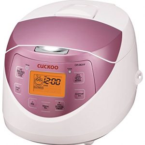 Cuckoo CR-0631F 6-cup Multifunctional Micom Rice Cooker & Warmer – 9 built-in programs, White/GABA, Mixed/Brown, Porridge, Steam, Slow-Cook, and My Mode [16 flavors and textures], White/Pink