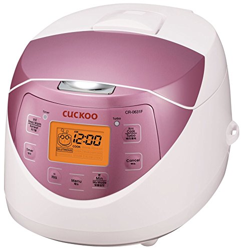 Cuckoo CR-0631F 6-cup Multifunctional Micom Rice Cooker & Warmer – 9 built-in programs, White/GABA, Mixed/Brown, Porridge, Steam, Slow-Cook, and My Mode [16 flavors and textures], White/Pink