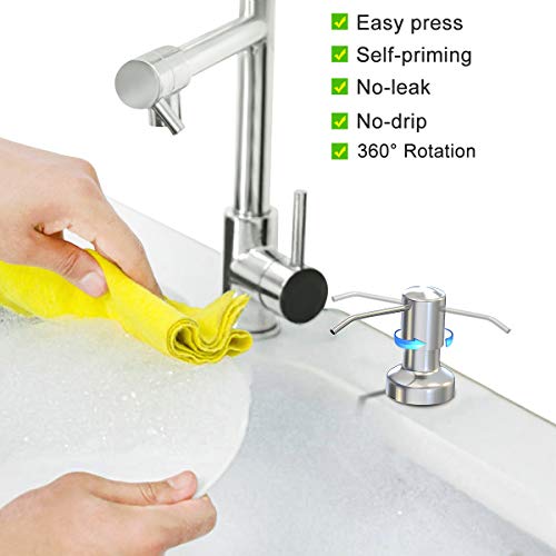 Zupora Dish Soap Dispenser for Kitchen Sink, Brushed Nickel Soap Dispenser Zupora Dish Soap Dispenser for Kitchen Sink, Brushed Nickel Soap Dispenser, Upgrade with 47" Extension Tube and 17 Oz Large Bottle, No More Refill.