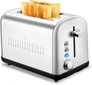 2 Slice Toaster, CUSINAID Extra Wide Slot Toasters 2 Slice 7 Brown Settings and Removable Crumb Tray, Stainless Steel Toasters, Silver