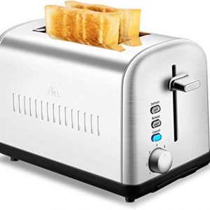 2 Slice Toaster, CUSINAID Extra Wide Slot Toasters 2 Slice 7 Brown Settings and Removable Crumb Tray, Stainless Steel Toasters, Silver