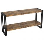 IRONCK Industrial Bookshelf and Bookcase 2 Tier, Wood and Metal Bookshelves Storage Shelves for Home Office, Sturdy Easy Assembly, Rustic Brown