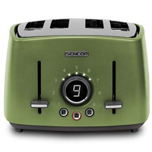 Sencor STS6070GG Premium Metallic 4-slot High Lift Toaster with Digital Button and Toaster Rack, Light Green