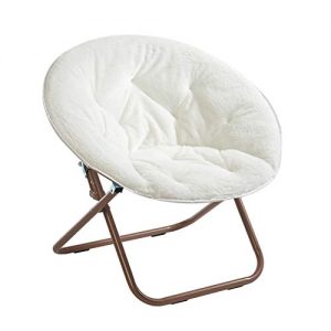 Urban Shop Faux Fur Saucer Chair with Metal Frame, One Size, White