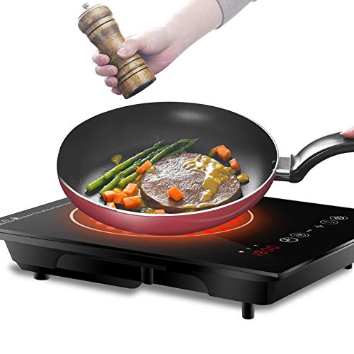 SUPER DEAL Pro Induction Cooktop, 1800W Induction Cooker w/Wide Cookware Compatibility Induction Touch-Control Countertop Burner with Adjustable 8 Power/Temperature Settings