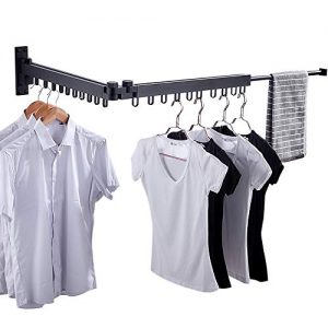 Bakala Wall Mounted Space-Saver, Clothes Drying Rack, Retractable Fold Away Clothes Dry Racks, Easy to Install Design, Balcony, Mudroom, Bedroom, PoolArea(Black)