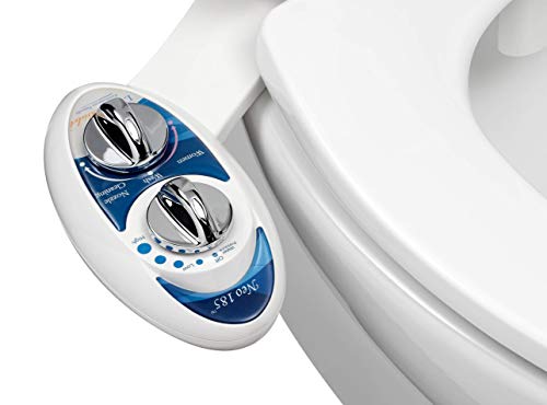 Luxe Bidet Neo 185 (Elite) Non-Electric Bidet Toilet Attachment w/ Self-cleaning Dual Nozzle and Easy Water Pressure Adjustment for Sanitary and Feminine Wash (Blue and White)