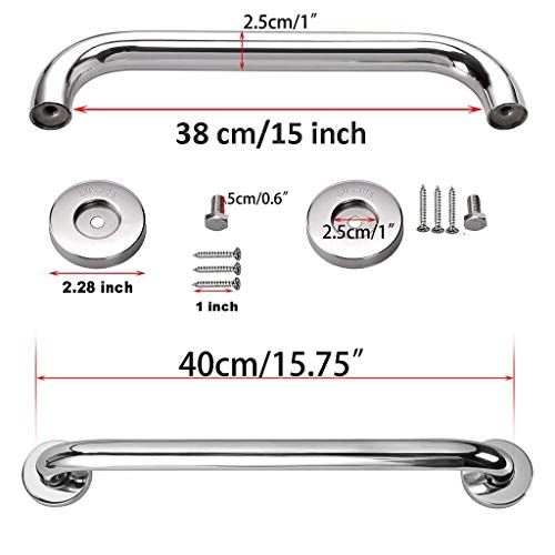 ZUEXT Chrome Stainless Metal Rest room Seize Bar 2 Pack 16 Inch Bathe Seize Bar, ZUEXT Chrome Stainless Metal Rest room Seize Bar, Bathe Deal with, Rest room Stability Bar, Security Hand Rail Assist - Handicap, Aged, Damage, Senior Help Tub Deal with