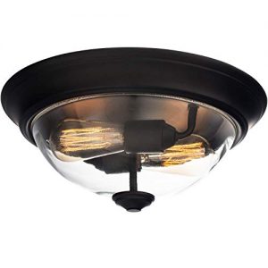 Prominence Home 51379 Designer Series Flushmount Lighting, 13" Clear Glass, Low Profile, Bronze