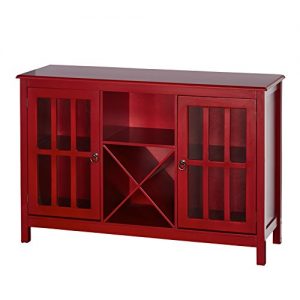 Target Marketing Systems Portland Collection Wine Buffet With Two Cabinets, One Shelf and 4 Bottle Wine Rack, Red
