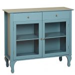Target Marketing Systems Layla Collection Modern Antique Style Two Drawer, Two Cabinet Two Shelf Buffet With Tempered Glass, Blue