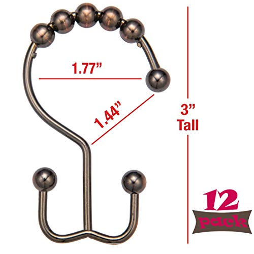 Yoocylii Metal Double Glide Shower Hooks Rings Yoocylii Metal Double Glide Shower Hooks Rings,Shower Curtain Rings Stainless Steel for Bathroom Shower Rods Curtains Hooks,Set of 12 (Oil Rubbed Bronze).