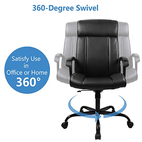 SMUGDESK PU Leather Ergonomic Desk Adjustable SMUGDESK PU Leather Ergonomic Desk Adjustable Task High-Back Executive Swivel Computer Chair with Armrests Headrest and Lumbar Support for Office Conference Home, Black.