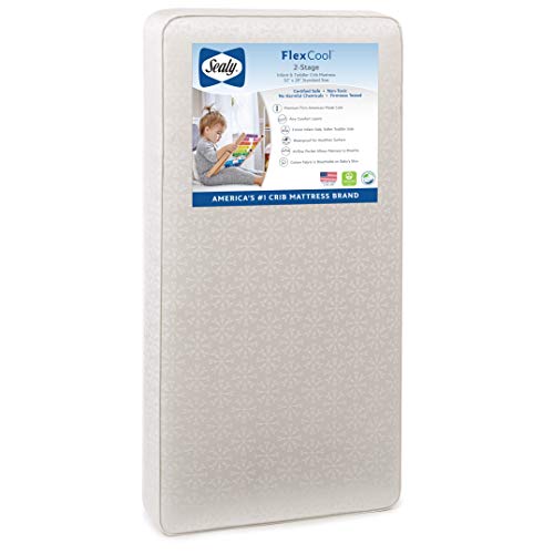 Sealy Baby Flex Cool 2-Stage Airy Dual Firmness Waterproof Standard Toddler & Baby Crib Mattress, 51.7”x 27.3"