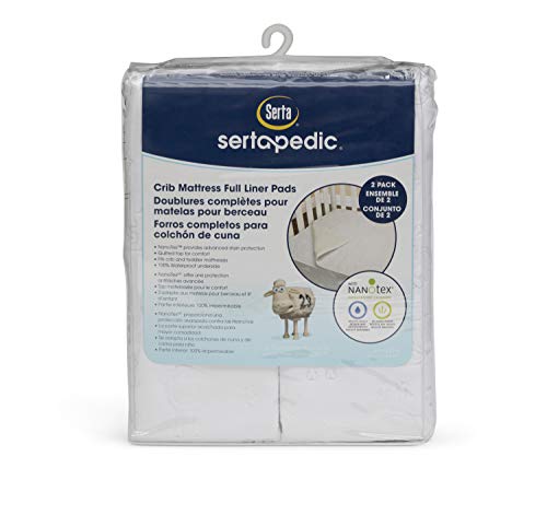 Serta Sertapedic Crib Mattress Liner Pads (Pack of 2) Serta Sertapedic Crib Mattress Liner Pads (Pack of two)| Further Safety for Child's Crib with Nanotex Know-how| 100% Waterproof, White.