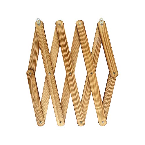 Expandable Wooden Coat Rack Hanger - Wall-Mounted Accordion Pine Wood Hook for Stylish Organization, Ideal for Hats, Caps, Coats, and More This unique accordion-style coat hook has transformed my space, providing a perfect solution for hanging hats, caps, coats, mugs, and more. The top-quality pine lumber not only adds a touch of natural elegance but also ensures the durability of the product. The expandable accordion design is a game-changer for small spaces, allowing easy adjustment to the required width. With 13 pegs in total, this rack offers a versatile solution for organizing various items, from coats and jackets to mugs and dog leashes. It's an elegant and practical addition to any room, bringing both functionality and style.