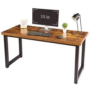 TOPSKY 59" Big Large Computer Office Desk 1.18” Board + 0.7” Frame Rustic Brown