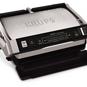 KRUPS Precision Electric Grill Contact Grill with Removable Dishwasher Safe Nonstick Plate, Silver