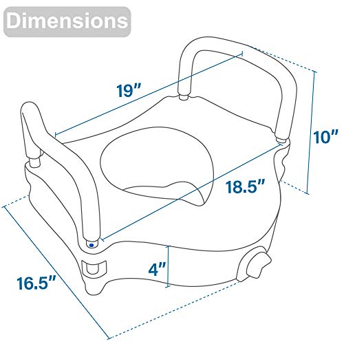 Vaunn Medical Elevated Raised Toilet Seat and Commode Booster Seat Vaunn Medical Elevated Raised Toilet Seat &amp; Commode Booster Seat Riser with Removable Padded Grab bar Handles &amp; Locking Mechanism.