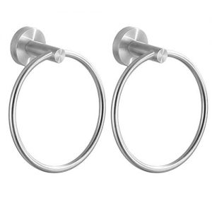JOMAY Towel Ring for Bathroom, Round Silver Hand Towel Holder Wall Mounted, Kitchen Circular Towel Hanger Hardware, Rustproof Brushed SUS 304 Stainless Steel for Bath (2 Pack)