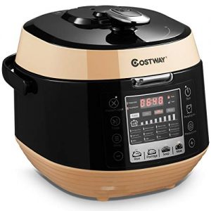 COSTWAY 5.3 Qt Electric Pressure Cooker 12-in-1 Multi-Use Programmable Slow Cooker with Led Control Panel, Three Taste Choice, Instant Cooking with Pre-setting Time and Pressure Adjustment, Stainless Steel and Non Stick Pot (Black)