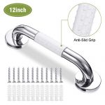 king do way Bathroom Grab Bar Safety Handle with Safety Anti Slip Grip Ring Bathtub Handrail Shower Hand Grip Shower Grab Bar Stainless Steel Chromed for Bathroom, Kitchen, Stairs 12inch